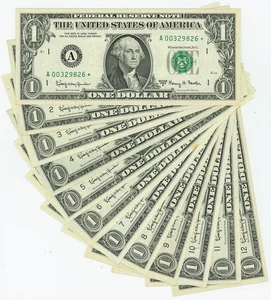 FR #1901* $1 1963A Federal Reserve Notes 12 Note Star District Set DC-6360 - Picture 1 of 3