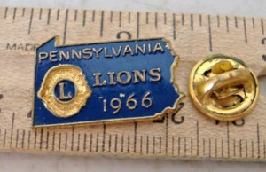 PENNSYLVANIA LIONS 1966 ~ STATE SHAPE ~ LIONS CLUB PIN - Picture 1 of 4
