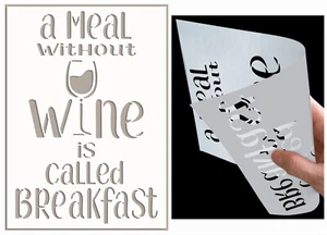Wine Stencil Words Quote Breakfast Paint Furniture Wall Reusable Crafts Art QU82 - Picture 1 of 17