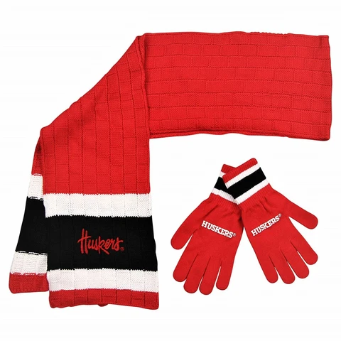 NEBRASKA CORNHUSKERS Scarf with Matching Gloves Gift Set NCAA Licensed NWT Cover