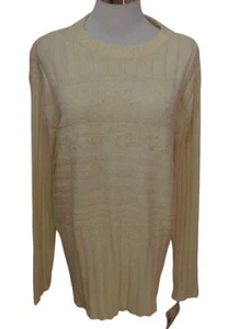 Liz Claiborne Lizsport Ivory Textured Knit Sweater Womens Medium - Picture 1 of 12