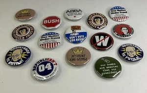 Vintage 2004 Mixed Lot of 15 1” Anti George W. Bush for President Campaign Pins - Picture 1 of 3