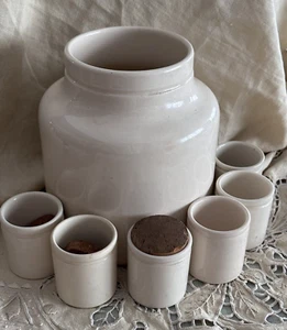 Vecchio set 7 barattoli ceramica -estratto carne liebig - Foto 1 di 10