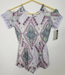 NEU Art Class Mädchen Strampler Größe XS (4/5) Paisley kalte Schulter Blumenmuster Stretch - Bild 1 von 5