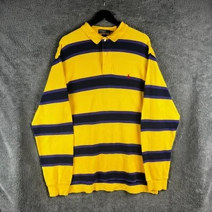 Vintage Polo Ralph Lauren Polo Shirt Yellow Striped Mens XL Preppy Casual Retro - Picture 1 of 14