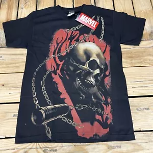 Vintage Y2K Mad Engine x Marvel Ghost Rider Black Graphic TShirt Men's Size SM - Picture 1 of 6