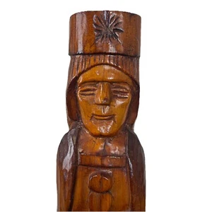 Hand Carved Wood Folk Art Statue Religious Carving King Knight Antique Pine 19” - Picture 1 of 9