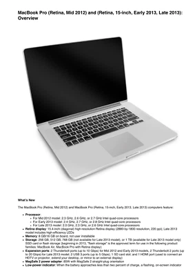 Apple MacBook Pro 15-inch Mid 2012 Technician Guide Service Manual - Image 1 of 4
