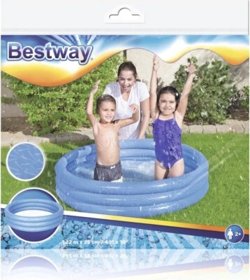 BESTWAY Inflatable Paddling Pool 3 ring Splash Play Fun Outdoor Pool Blue - Image 1 of 3