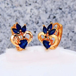 Dameohrringe charismatische Ohrringe vergoldet Gold K18/750er blau Saphir Topas - Bild 1 von 3