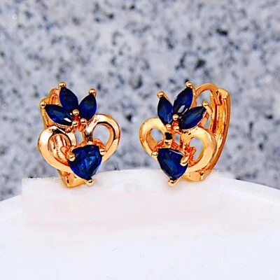 Dameohrringe  charismatische Ohrringe vergoldet Gold K18/750er blau Saphir Topas - Bild 1 von 3