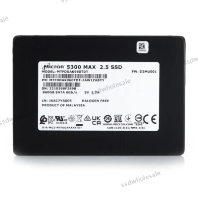 New Micron 5300 MAX 960GB 2.5'' SATA III 6Gb/s MTFDDAK960TDT-1AW1ZABYY SSD - Image 1 of 3