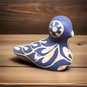 Keramik Vogel Pablo Zabal Chile Taube Figur blau Studiokeramik signiert 2,5" - Bild 1 von 8