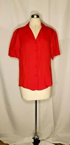 SAG HARBOR Shirt/Jacket Red Rayon with Tie Back Women's Work Career #S93436 Sz L - Picture 1 of 6