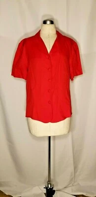 SAG HARBOR Shirt/Jacket Red Rayon with Tie Back Women's Work Career #S93436 Sz L - Image 1 of 4