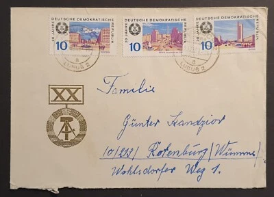 East Germany DDR Stamps 1969 Republic Towns 3v (not FDC) cover Laubusch pm (w)  - Image 1 of 3