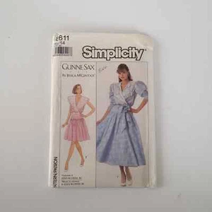 Gunne Sax Simplicity 8611 Sew Pattern UNCUT Dress Drop Waist Full Skirt Size 14 - Picture 1 of 5