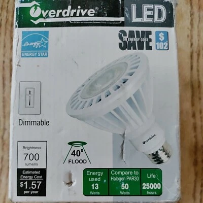 13W PAR30 25000 hrs Ultra LED Dimmable Flood Light Bulb White Overdrive ceramic - Image 1 of 4