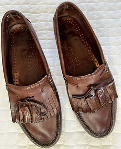 VTG Dexter Leather Handsewn Kilt Tassel Loafers 10 M Brown USA Preppy Academia - Picture 1 of 11