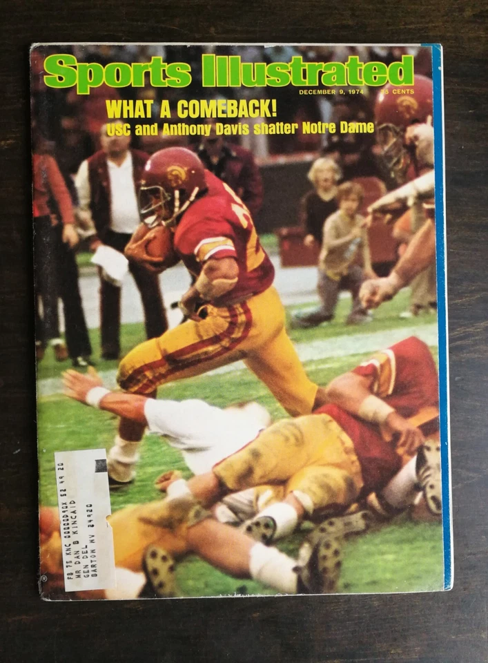 Sports Illustrated 9 de diciembre de 1974 Anthony Davis USC Trojans primera portada RC 424 Foto 1 de 2