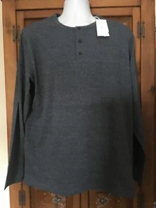 NWT VINCE Steel Blue Striped Henley Long Sleeve MENS Shirt Size XL - Picture 1 of 5