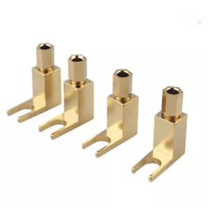 4pcs Gold Plated Connector HiFi Speaker Cable Adapter for Banana to Spade Plug - Picture 1 of 10