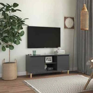 NNEVL TV Cabinet with Solid Wood Legs Grey 103.5x35x50 cm - Picture 1 of 9