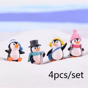 Mini Winter Penguin Figurines - 4Pcs Set, DIY Fairy Garden Christmas Decor - Picture 1 of 12