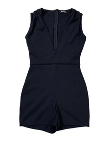 Missguided schwarzer gerippter ärmelloser Strampler Playsuit Größe 6 - Bild 1 von 9