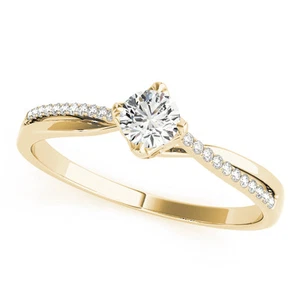 1/4 Carat Diamond Swirl Petite Engagement Ring in Yellow Gold - Picture 1 of 4