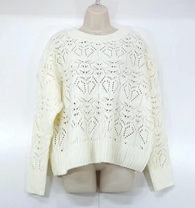 Retro Style Relaxed Fit WOOL Blend Women's Chunky Cream Jumper UK 16 18 L NEW - Picture 1 of 4