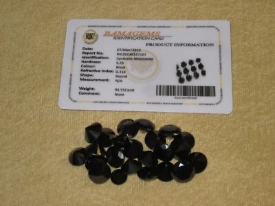 23x MOISANIT MOISSANITE 95Ct.! Brillantschliff Diamant schwarz ZERTI synthetisch - Bild 1 von 4