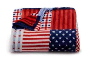 The Big One Americana Block USA Red White Blue Plush Fleece Throw Blanket 5x6 ft - Picture 1 of 1