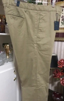 全新带标签男式英俊 Doppelganger Roma Carmel 棕色休闲卡其色裤子 40x34 — 第 1/4 张图片