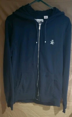 Suéter Penguin Para Hombres Mediano Azul Marino Cremallera Completa Sudadera con Capucha Foto 1 de 4