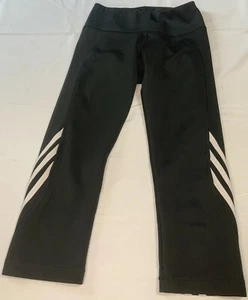 ADIDAS Girls Size Small Climalite Capris Cropped Leggings White Stripes Youth - Picture 1 of 10