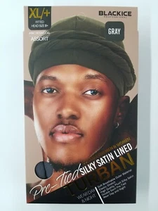 BlackIce Men & Women Turban Head Wrap Pre-Tied Silky Satin Lined Elastic Turban - Picture 1 of 9