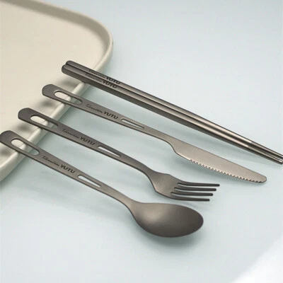 Titanium Tableware Ultralight Knife Fork Spoon Cutlery Camping Equipment New - Image 1 of 4