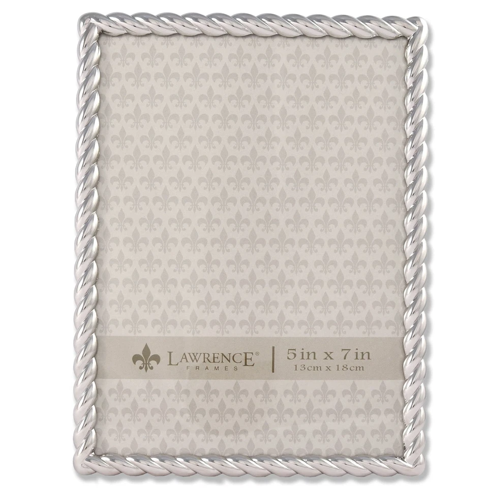Lawrence Frames 710057 Silver Metal Rope Picture Frame 5 by 7inch