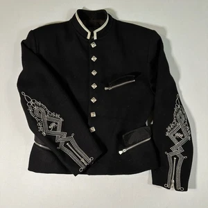 VTG PARASUCO Wool Military Jacket Embroidered Zipper Punk Emo Goth Biker Coat M - Picture 1 of 19
