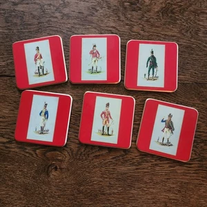 SHERATON 6 Piece Coaster Cork British Military Dragoons Guards - Picture 1 of 7
