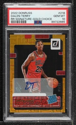 2022 Donruss Rated Choice Gold Signatures /10 Dalen Terry PSA 10 Rookie Auto RC - Image 1 of 2