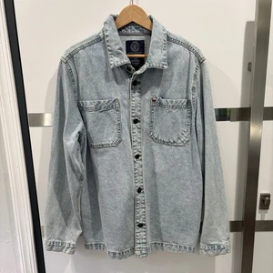 BUFFALO DAVID BITTON Joshua-X Denim Shirt Jacket Mens Large Light Blue Jean - Picture 1 of 15
