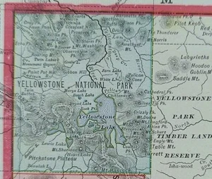Vintage 1903 WYOMING Map 22"x14" Old Antique Original YELLOWSTONE NATIONAL PARK - Picture 1 of 12