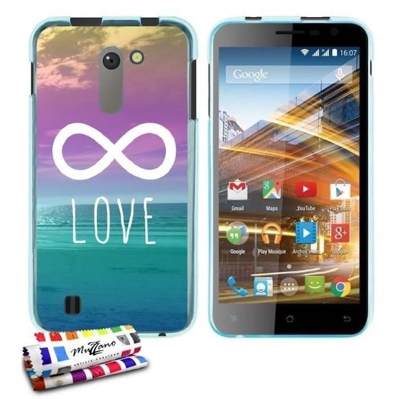 COQUE ARCHOS 50C NEON " INFINITY LOVE " SILICONE BLEU SOUPLE (TPU) - Photo 1/1