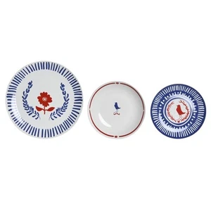 Set de Vajilla DKD Home Decor Porcelana Rojo Azul Blanco 27 x 27 x 3 cm 18 Pi - Imagen 1 de 4