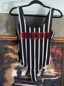 Moda Nova Warning Body a Rayas Negro Blanco Rojo Hecho en EE. UU. Talla Med Nuevo con Etiquetas - Imagen 1 de 7