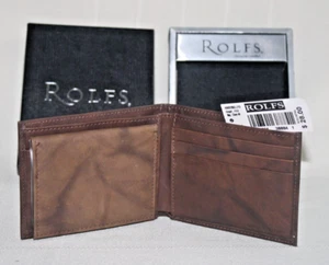 Vintage ROLFS Men’s Soft Brown Genuine LEATHER Flipfold WALLET- New in Box w TAG - Picture 1 of 9