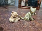 Brass And Ceramic Cats