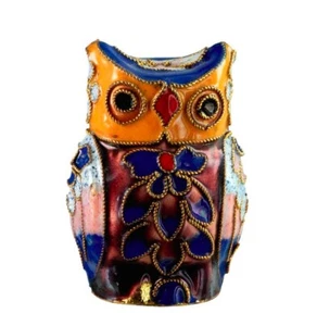 Figurine Chouette émail cloisonné multicolore - Hibou métal Déco # 6067 GP A - Imagen 1 de 7